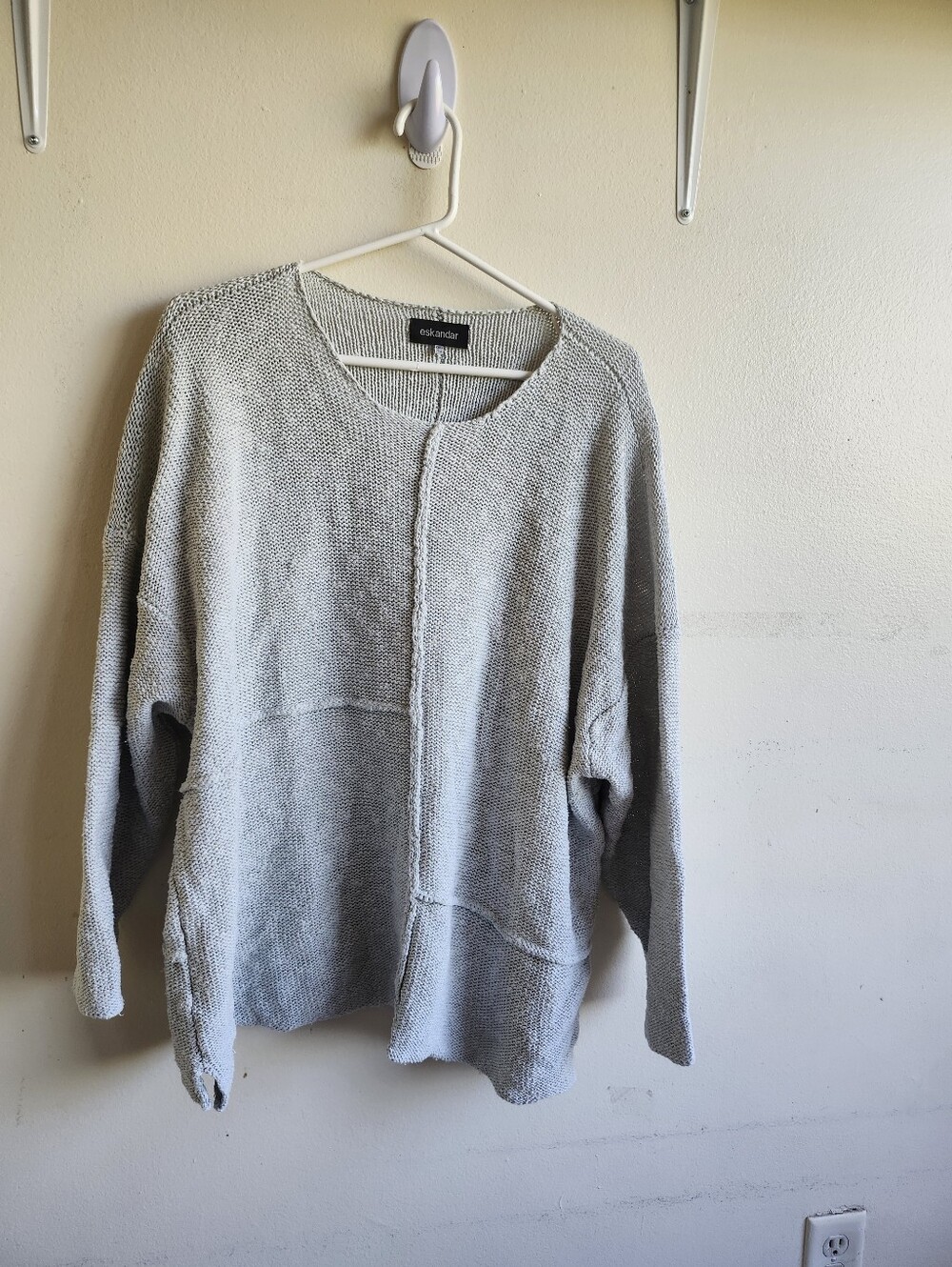 Eskandar Linen & Cotton Blend One Size Fits All Knit Sweater